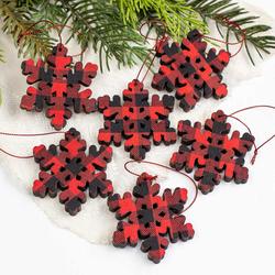 Red Buffalo Check Snowflake Ornaments
