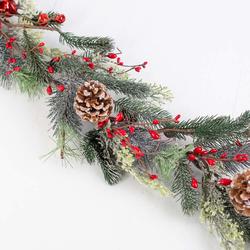 Artificial Snowy Country Pine with Bells Garland