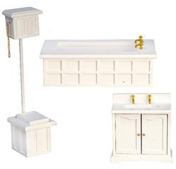 Dollhouse Miniature White Victorian Bathroom Set