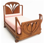 Dollhouse Miniature Art Nouveau Bed in Walnut