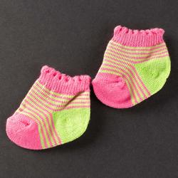 Lime Green and Pink Striped Ankle Doll Socks