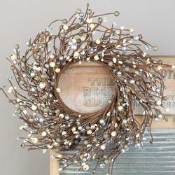 Silver Grey and Cream Pip Berry Wreath
