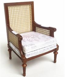 Dollhouse Miniature Louis XV Upholstered Cane Chair.