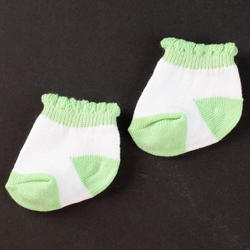 White and Light Green Ankle Doll Socks