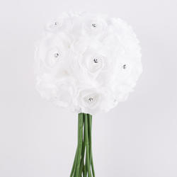 Bulk Case of 8 David Tutera White Rose Bouquets with Rhinestones
