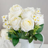Cream and White Silk Flower Rose Bush