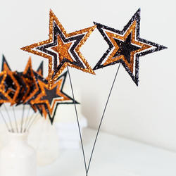 Orange and Black Glitter Halloween Star Picks