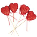 Bulk Case of 576 Red Glitter Valentine Heart Picks