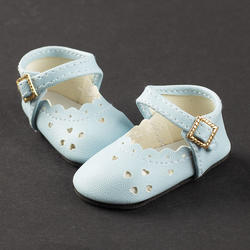 Monique Light Blue Baby Heart Cut Doll Shoes