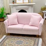 Dollhouse Miniature Pink Sofa with Pillows