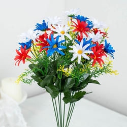 Patriotic Artificial Red White and Blue Daisy Bush