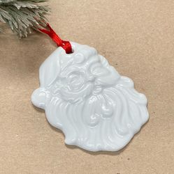 Embossed Porcelain Ceramic Christmas Santa Ornament