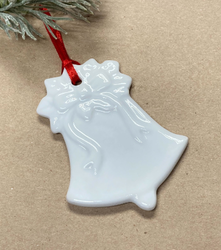 Embossed Porcelain Ceramic Christmas Bell Ornament