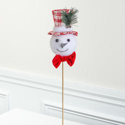 Snowman Head on Pick, with Festive Red Bowtie and Top Hat