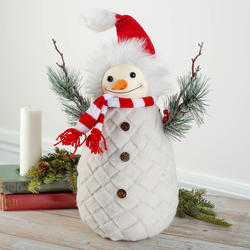 Standing Fleece Snowman with Twig Arms