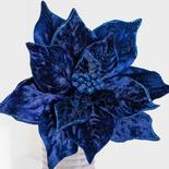 Rich Dark Blue Velvet Poinsettia Stem
