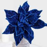 Rich Dark Blue Velvet Poinsettia Stem