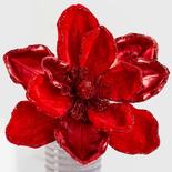 Red Glittered Artificial Magnolia Stem