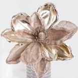 Champagne Glittered Artificial Magnolia Stem