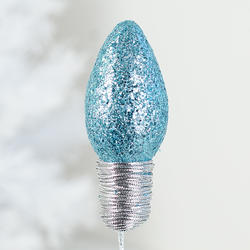 Glittered Light Blue Light Bulb Stem