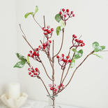 Artificial Twig and Snow Frosted Red Berry Spray