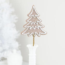Glitter Platinum Felt Christmas Tree Pick