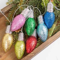 Multi Color Glittered Christmas Light Bulb Garland