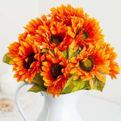 Orange Artificial Sunflower Bush