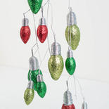 Red and Green Glittered Christmas Light Bulb Spray