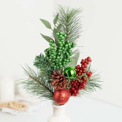 Artificial Pine Spray With Red and Green Berries