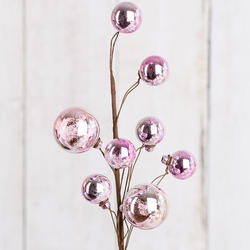 Metallic Lavender Pink Round Ornament Balls Stem