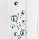Metallic Light Blue Round Ornament Balls Stem