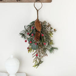 Holiday Artificial Pine and Eucalyptus Teardrop Hanger
