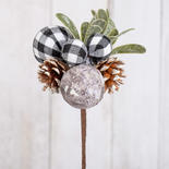Birch Balls, Mistletoe and Frosted Pinecone Pick