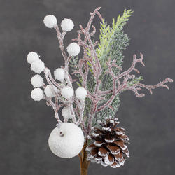 Artificial Frosted Pine With Berries And Apple Pick