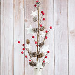 Rustic Berry, Stars and Pinecones Ornament Spray