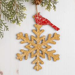 Winter Snowflake with Red Cardinal Ornament