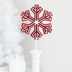 Holiday Red And White Cut Out Snowflake Stem