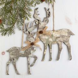 Pair of Rustic Reindeer Ornaments