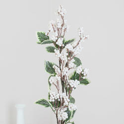 Faux Frosted Berries and Variegated Leaves Spray