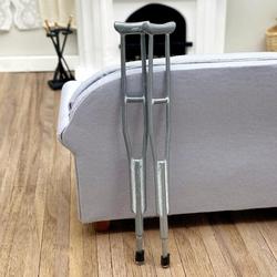 Dollhouse Miniature Aluminum Crutches