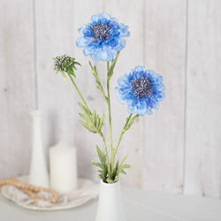 Blue Artificial Pincushion Flower Stem
