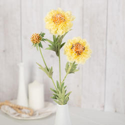 Yellow Artificial Pincushion Flower Stem