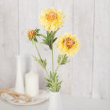 Yellow Artificial Pincushion Flower Stem