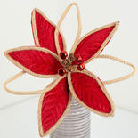 Red and Natural Jute Poinsettia Pick
