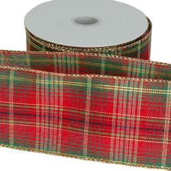 Red Green and Gold Plaid Wired Ribbon
