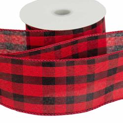 Red and Black Plaid Wired Ribbon