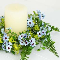 Blue Artificial Daisy Candle Ring