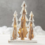Bulk Case of 4 LED Lit Rustic Snow Tipped Wood Trees Displays
