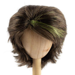 Monique Synthetic Mohair Brown Black with Lime Frankie Doll Wig